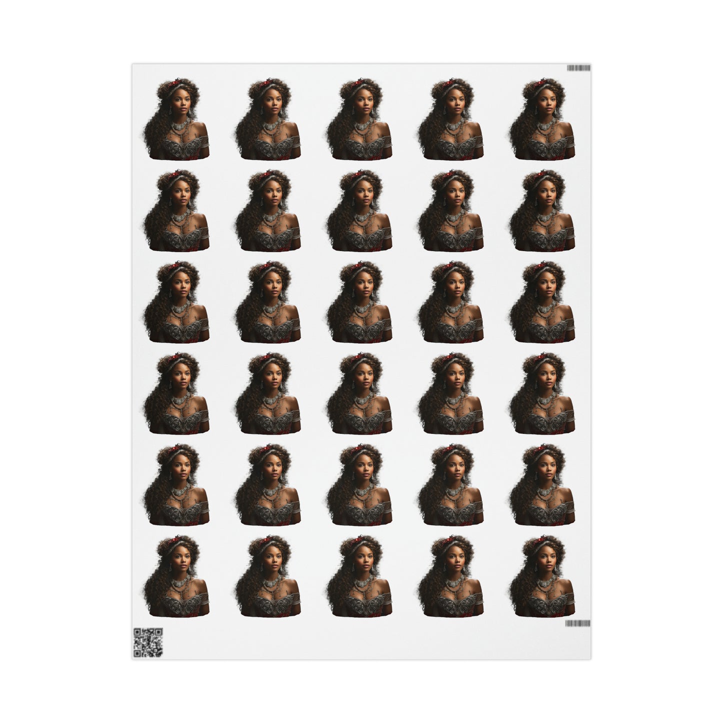 Afro-Centric Princess Claus Holiday Wrapping Paper - Dark & Rich Textured Design