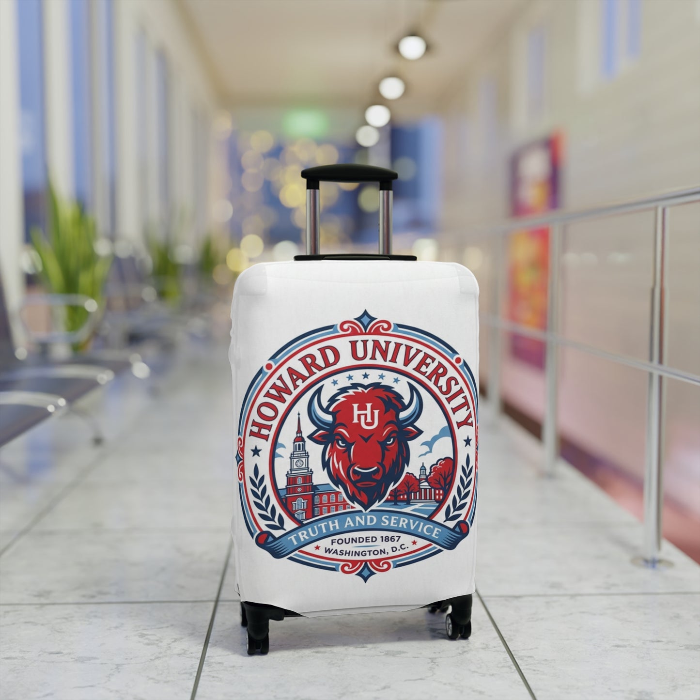 Howard University Bison Mascot Luggage Cover  2— College Travel Gear