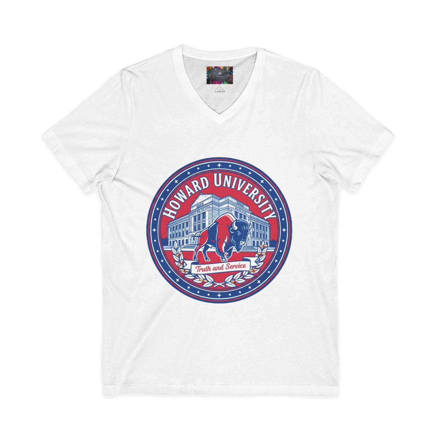 Howard University/ Truth and Service Unisex V-Neck T-Shirt 3