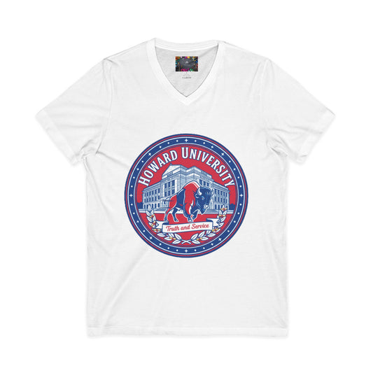 Howard University/ Truth and Service Unisex V-Neck T-Shirt 3
