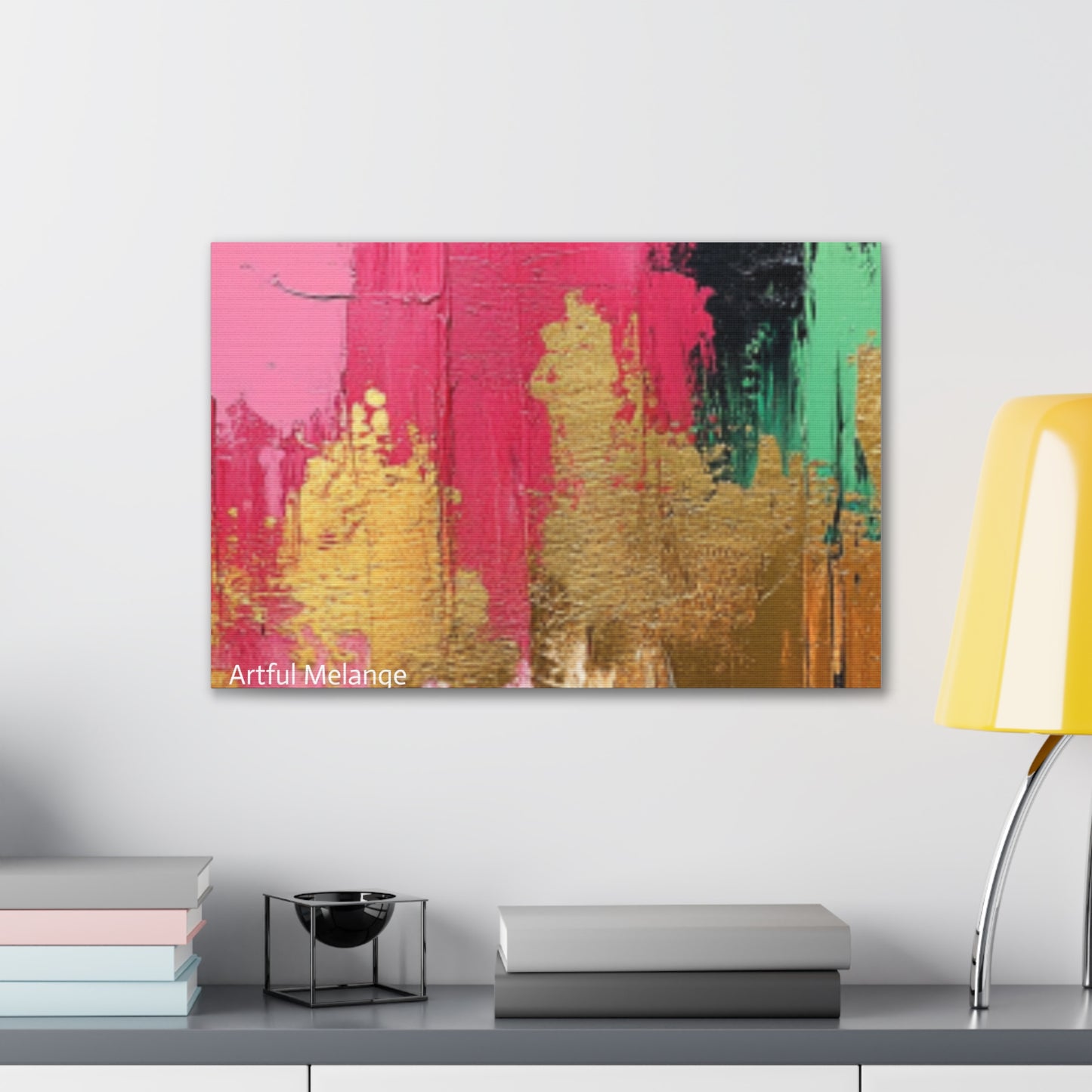Acrylic Abstract Canvas Print - Homage to the Divine Nine/Pink Green Black and Gold 1