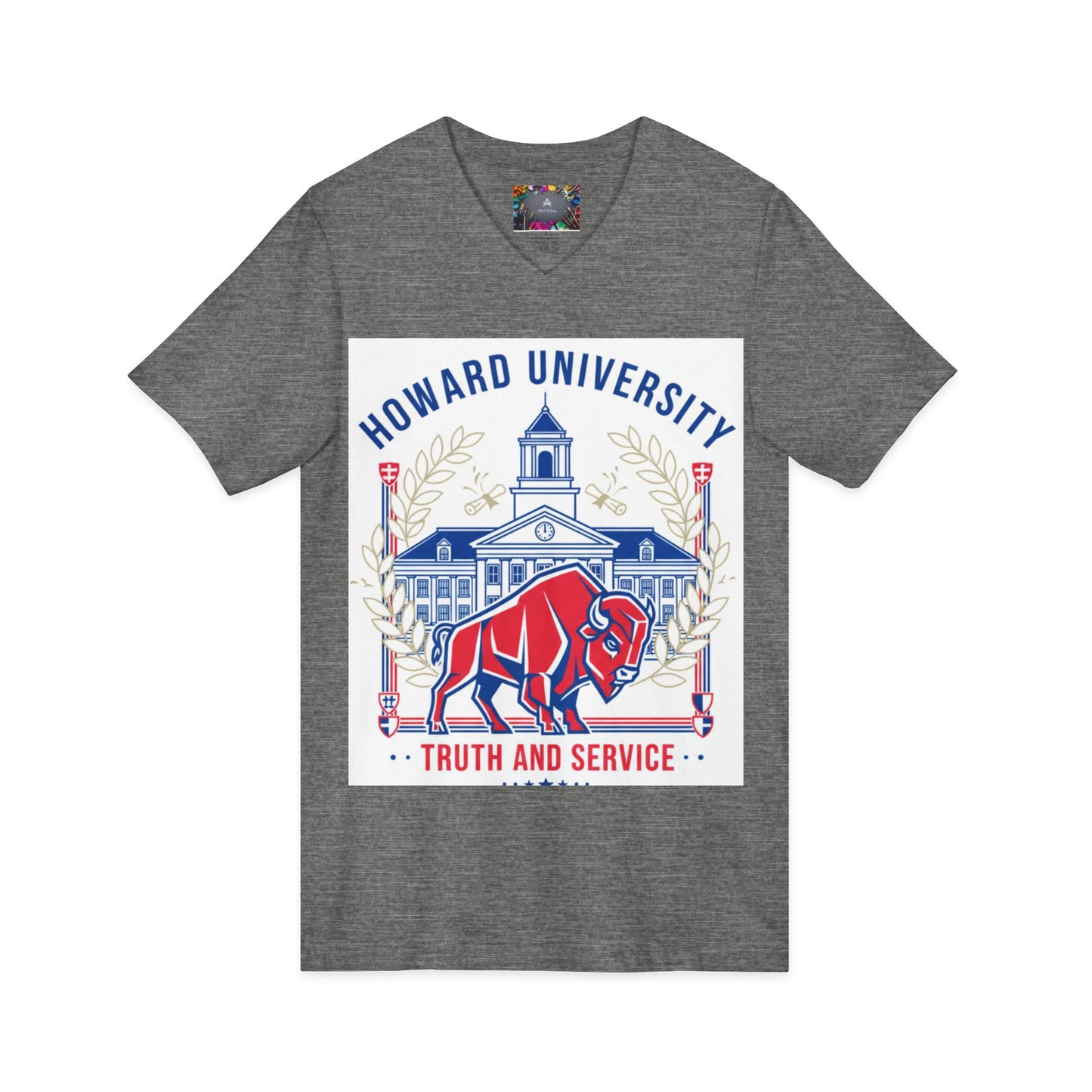 Howard University/ Truth and Service Unisex V-Neck T-Shirt 4