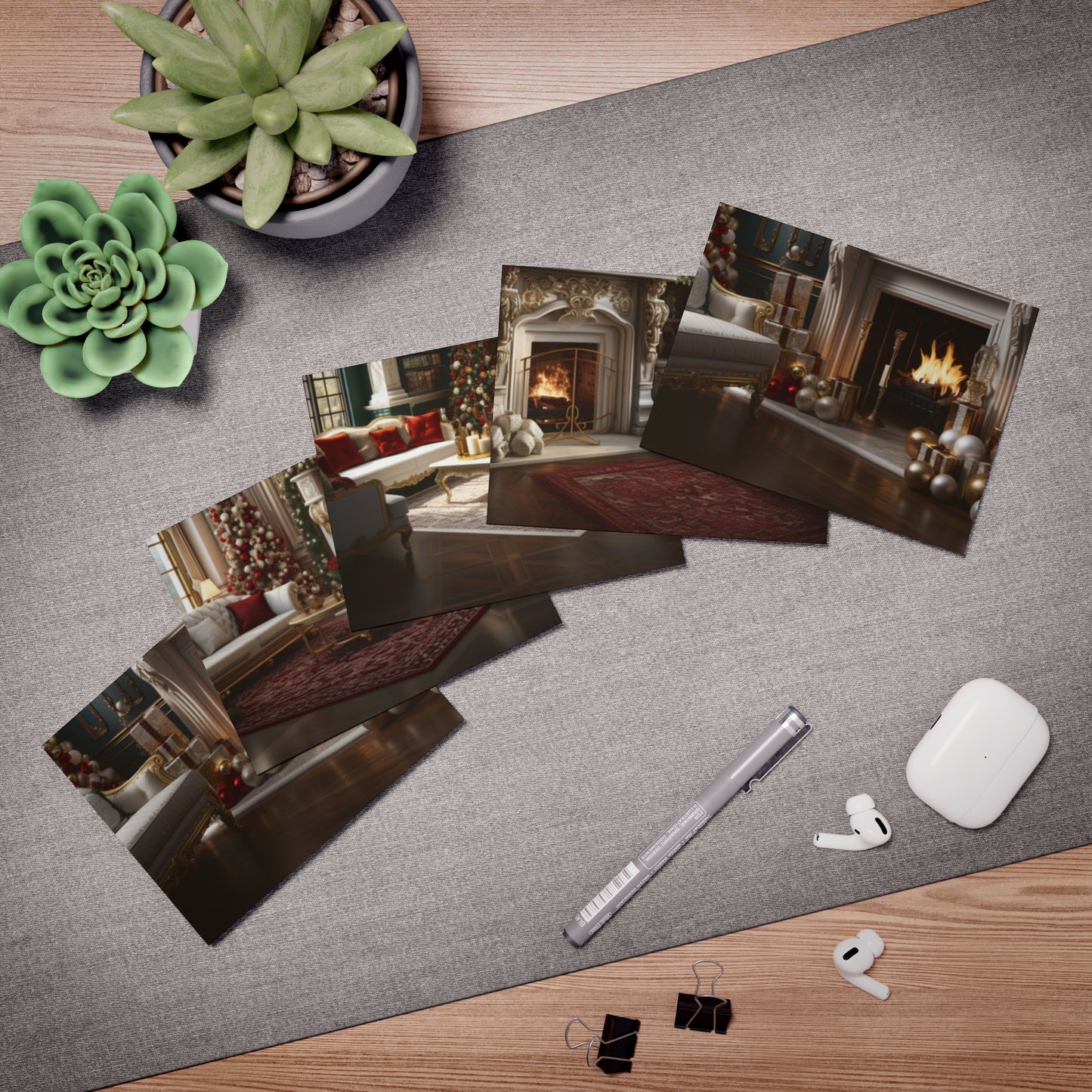 Regal Radiance: Opulent Christmas Greeting Cards (5-Pack)