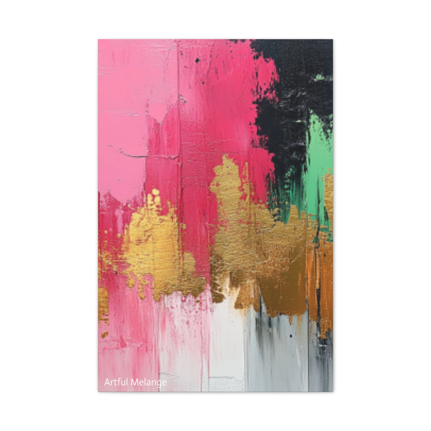Acrylic Abstract Canvas Print - Homage to the Divine Nine/Pink Green Black and Gold 1