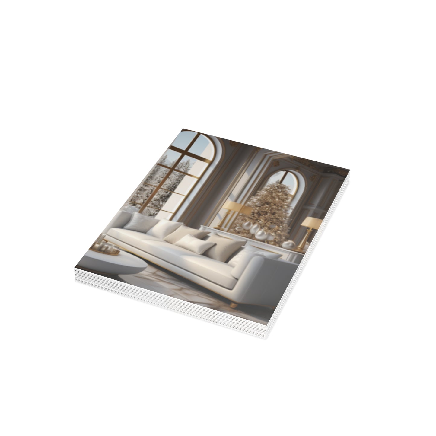 Elegance in Gold & White Christmas Notecards (1, 10, 30, and 50pcs)