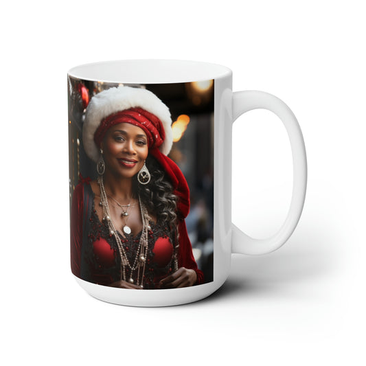 Queen Claus   White Ceramic Holiday Mug 15oz