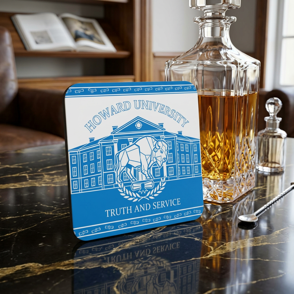 Howard University Coaster Set 2 – HU Pride Campus & Bison Design