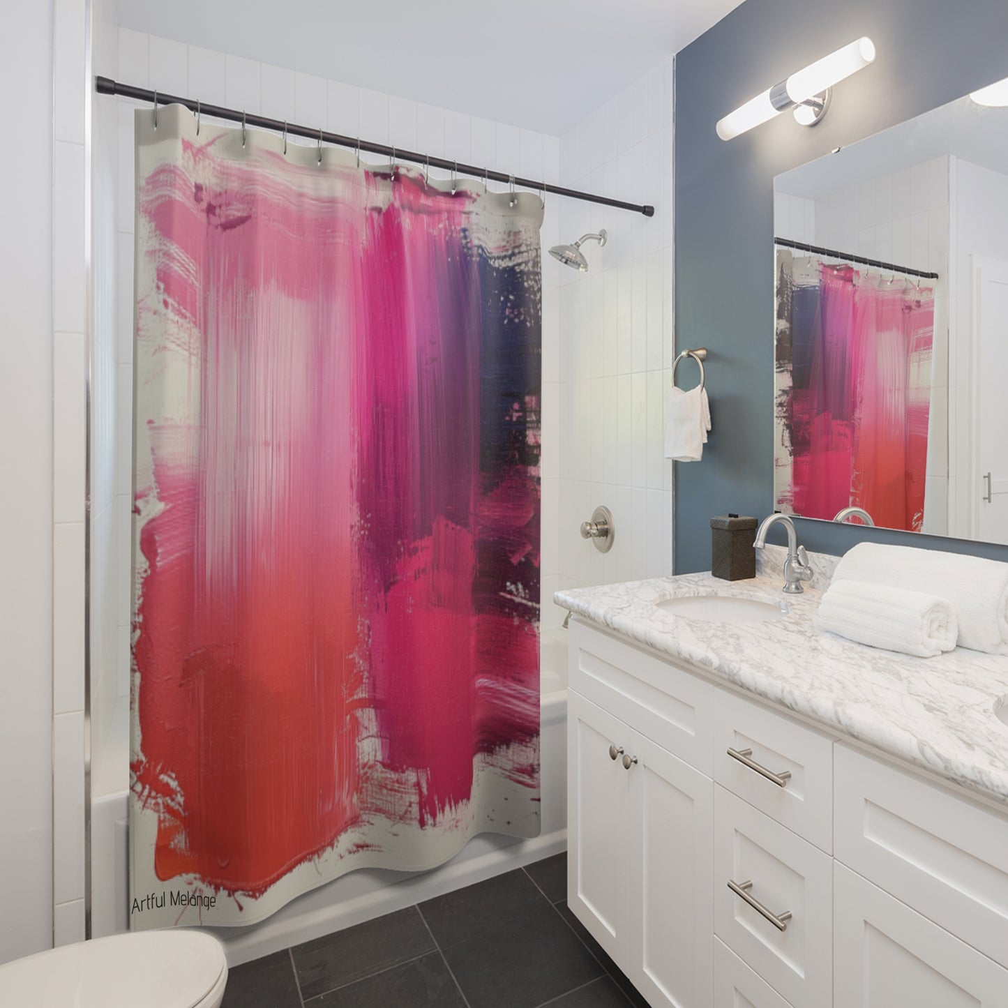Canvas Cascade: Abstract Acrylic Art Shower Curtain Collection