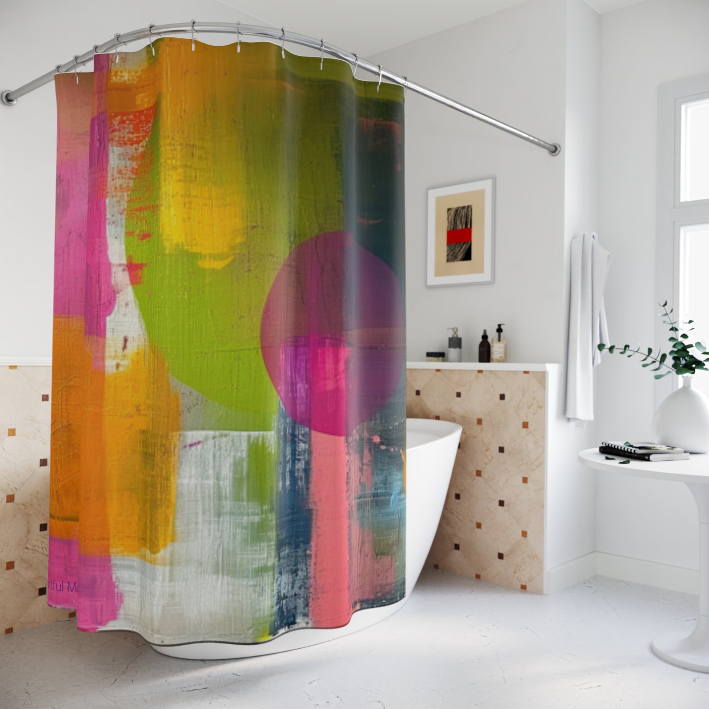 Canvas Cascade: Abstract Acrylic Art Shower Curtain Collection 264