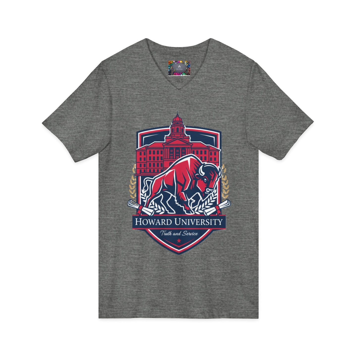Howard University/ Truth and Service Unisex V-Neck T-Shirt 5
