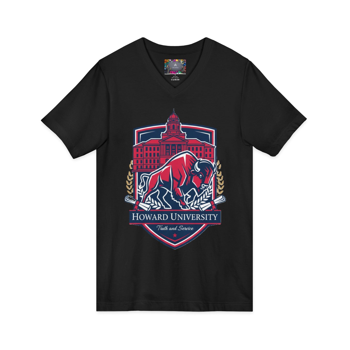 Howard University/ Truth and Service Unisex V-Neck T-Shirt 5
