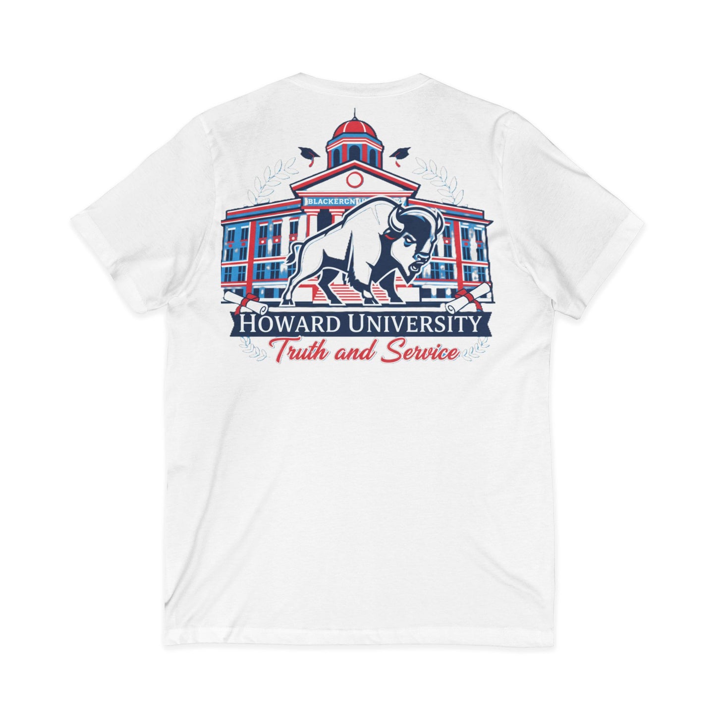 Howard University/ Truth and Service Unisex V-Neck T-Shirt 8