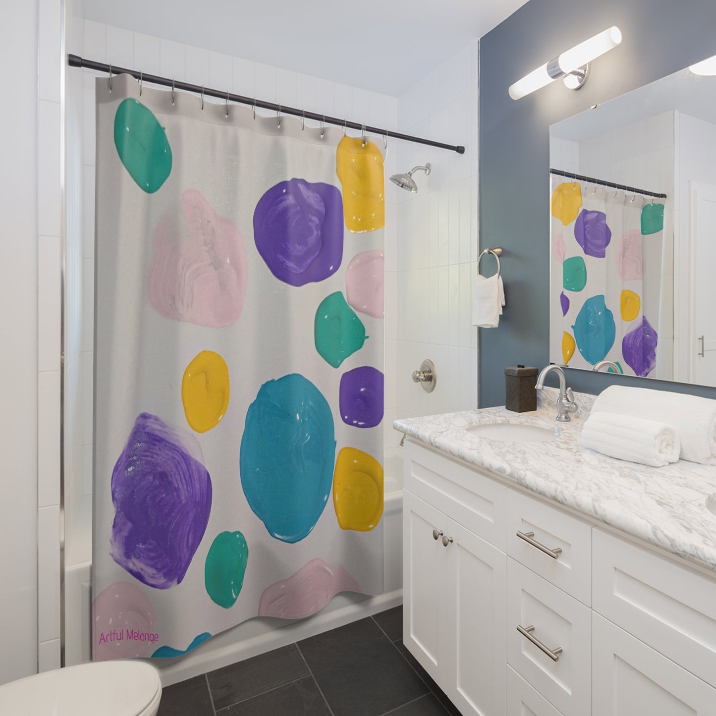 Canvas Cascade: Abstract Acrylic Art Shower Curtain Collection