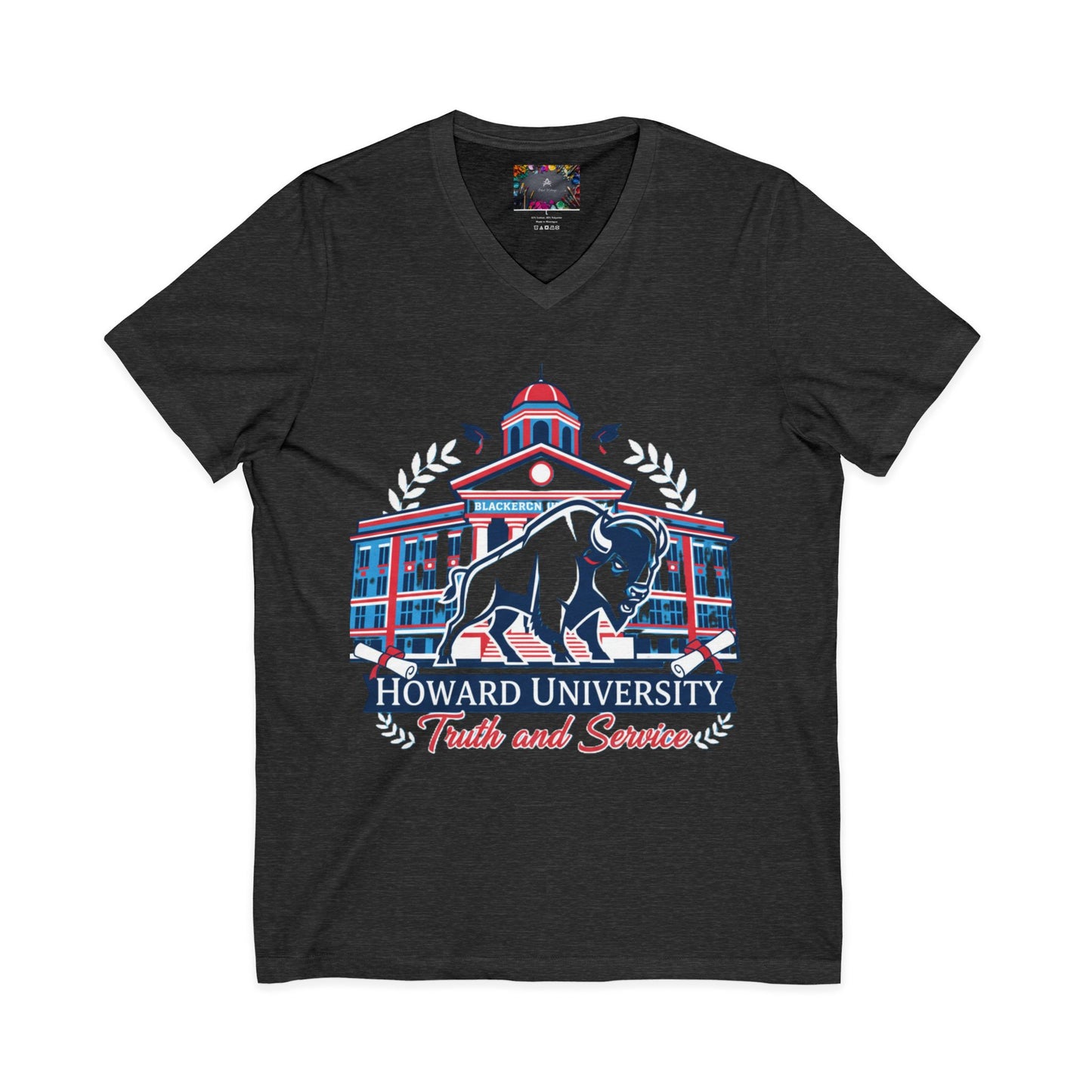 Howard University/ Truth and Service Unisex V-Neck T-Shirt 8