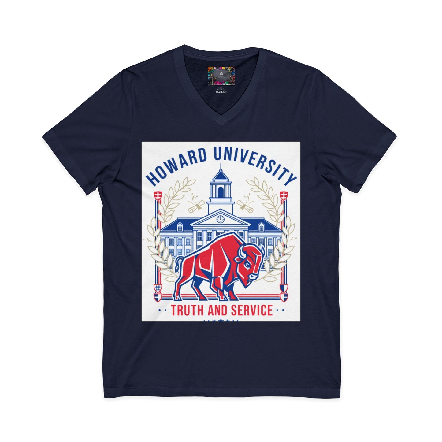 Howard University/ Truth and Service Unisex V-Neck T-Shirt 4