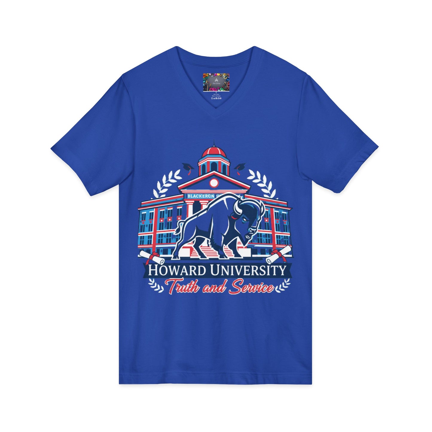Howard University/ Truth and Service Unisex V-Neck T-Shirt 8