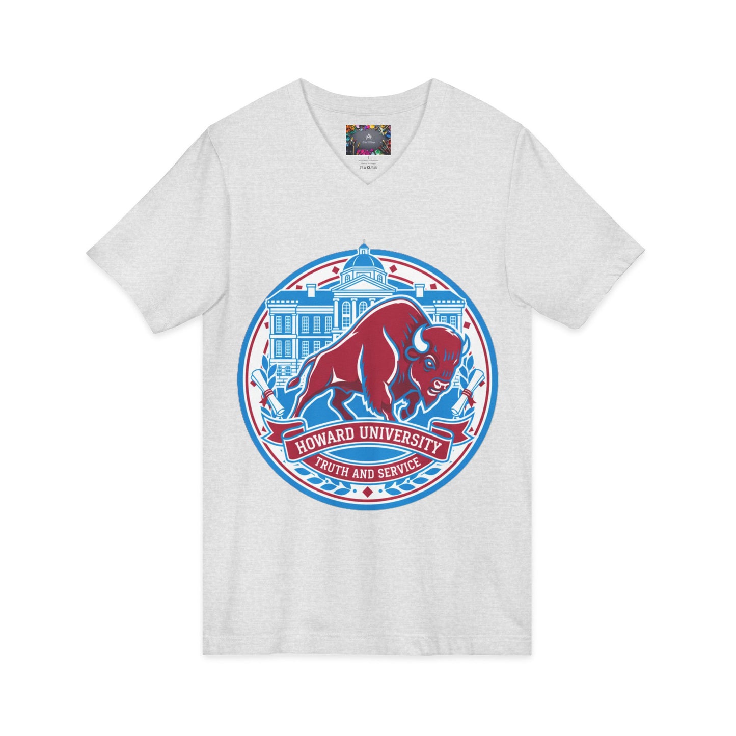 Howard University/ Truth and Service Unisex V-Neck T-Shirt 7