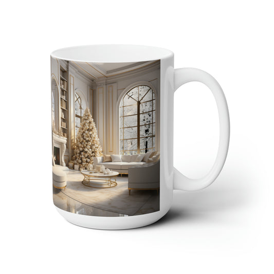 Elegance in Gold & White Holiday Mug15oz