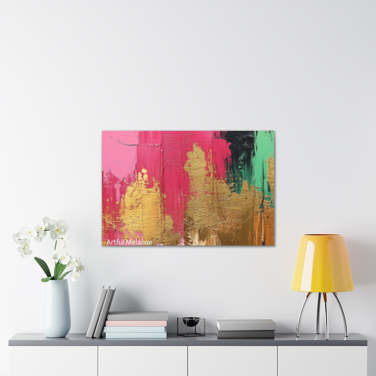 Acrylic Abstract Canvas Print - Homage to the Divine Nine/Pink Green Black and Gold 1