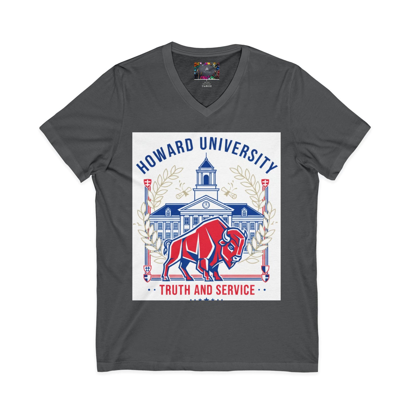 Howard University/ Truth and Service Unisex V-Neck T-Shirt 4