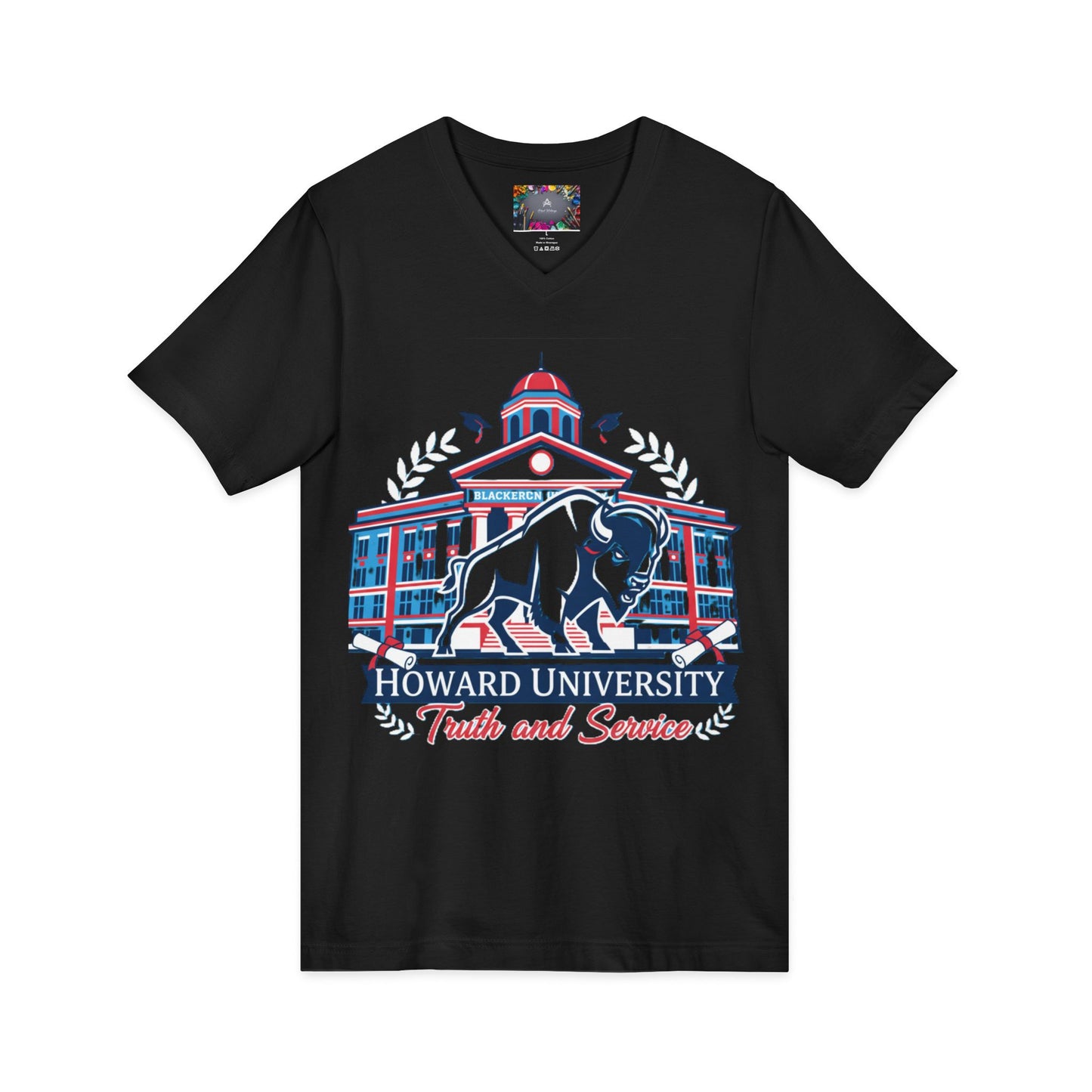 Howard University/ Truth and Service Unisex V-Neck T-Shirt 8
