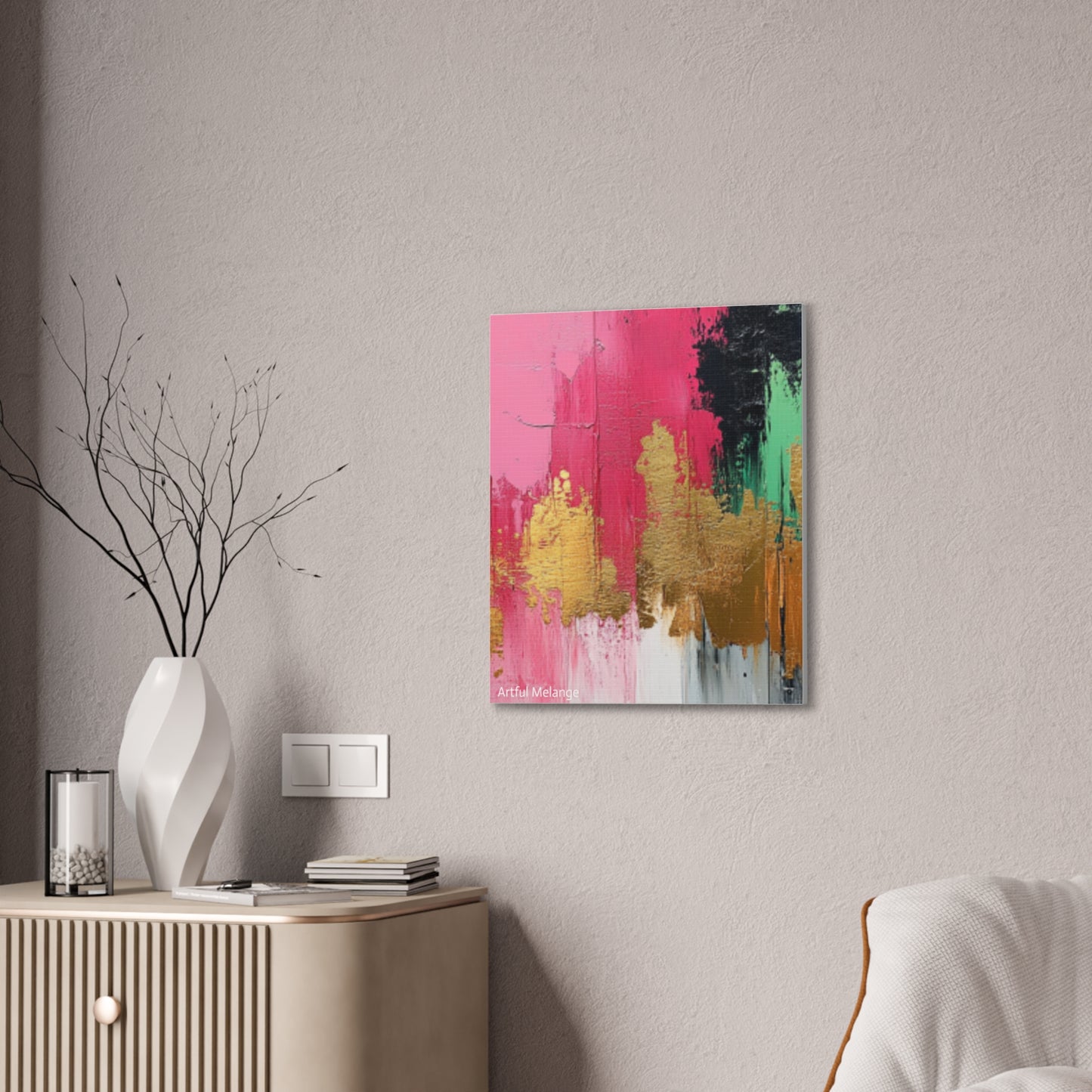 Acrylic Abstract Canvas Print - Homage to the Divine Nine/Pink Green Black and Gold 1