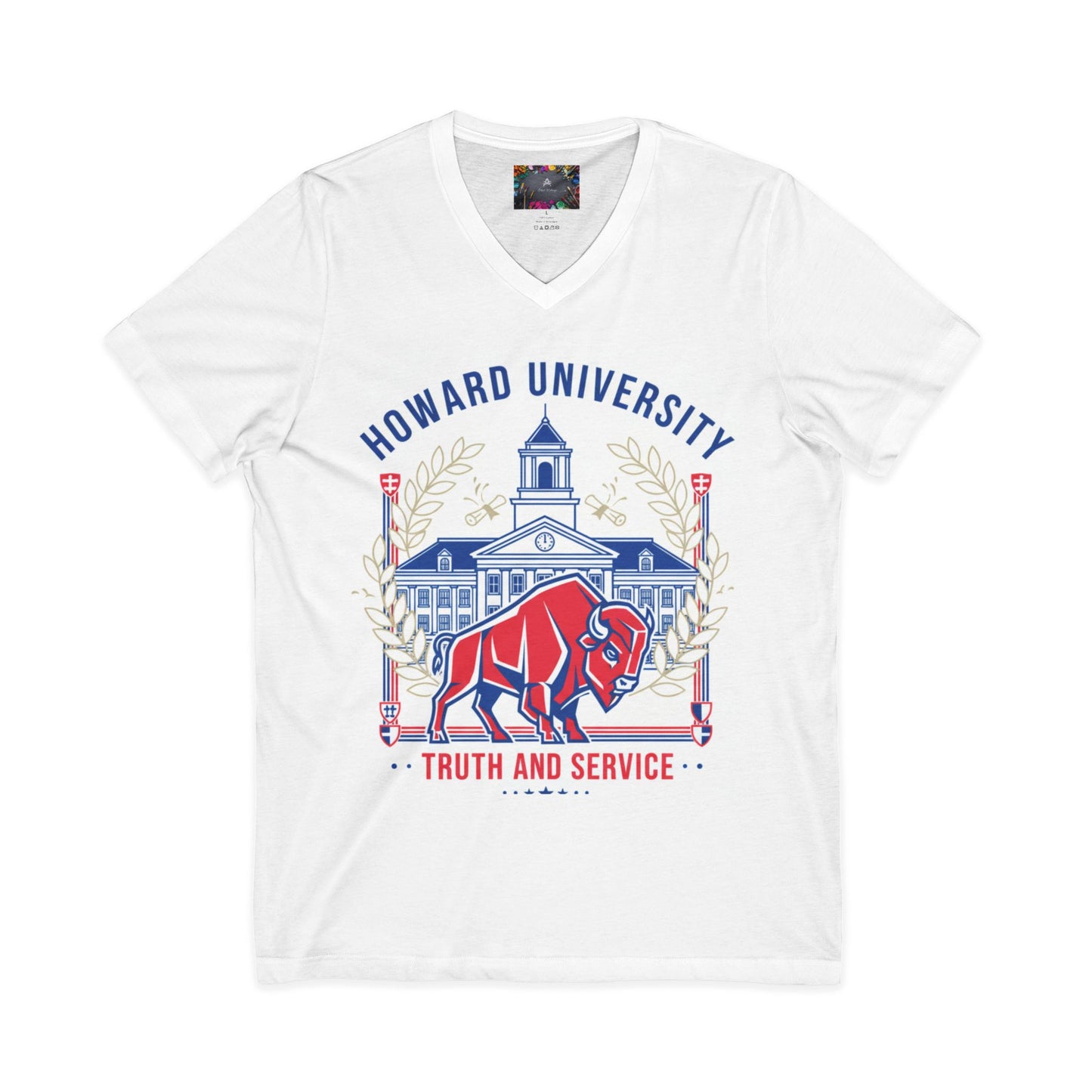 Howard University/ Truth and Service Unisex V-Neck T-Shirt 4