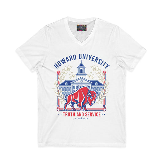 Howard University/ Truth and Service Unisex V-Neck T-Shirt 4