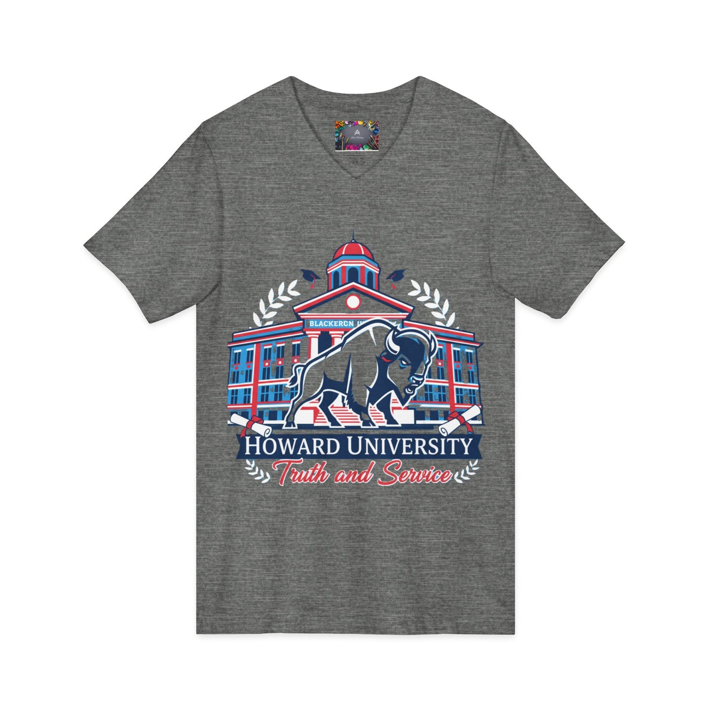 Howard University/ Truth and Service Unisex V-Neck T-Shirt 8