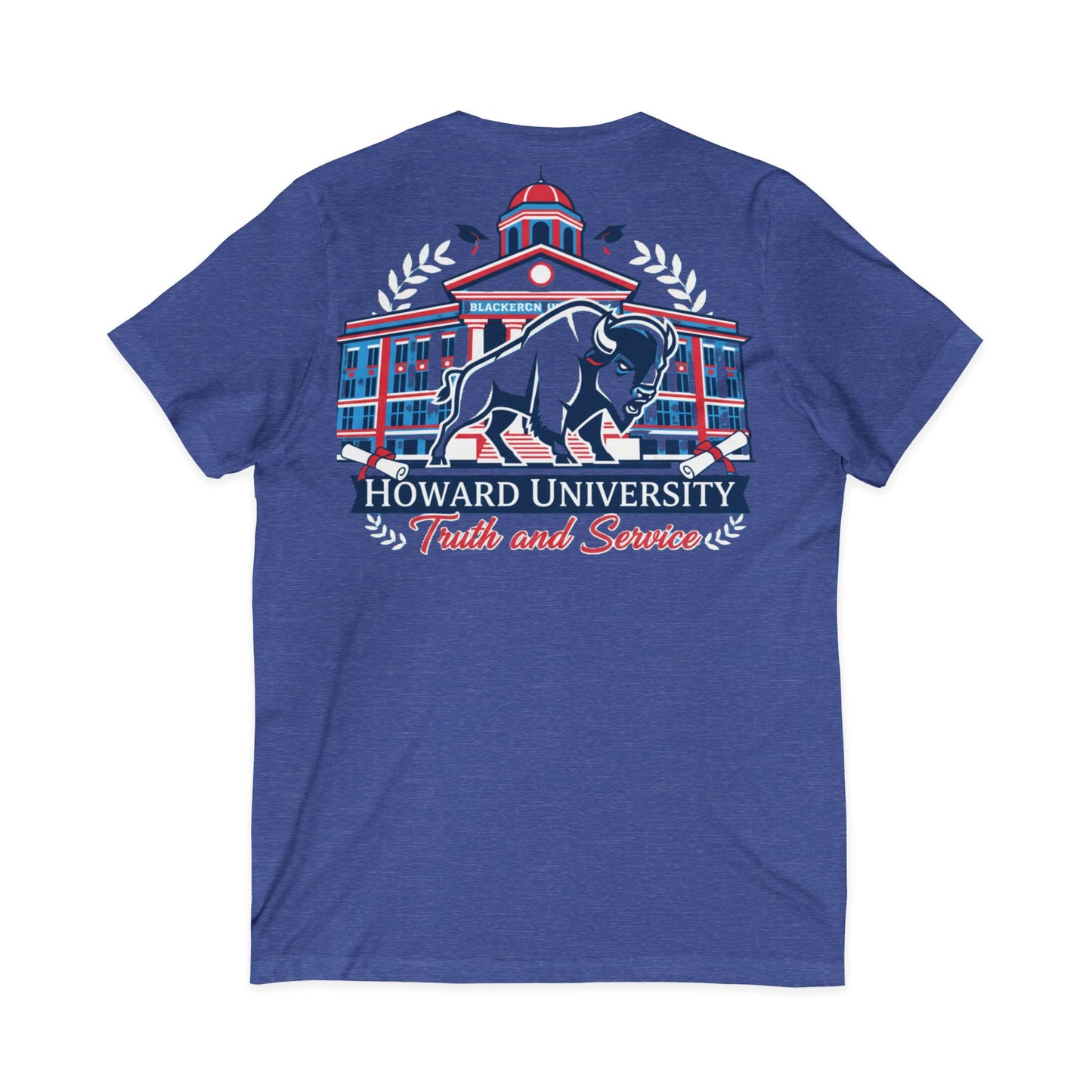 Howard University/ Truth and Service Unisex V-Neck T-Shirt 8