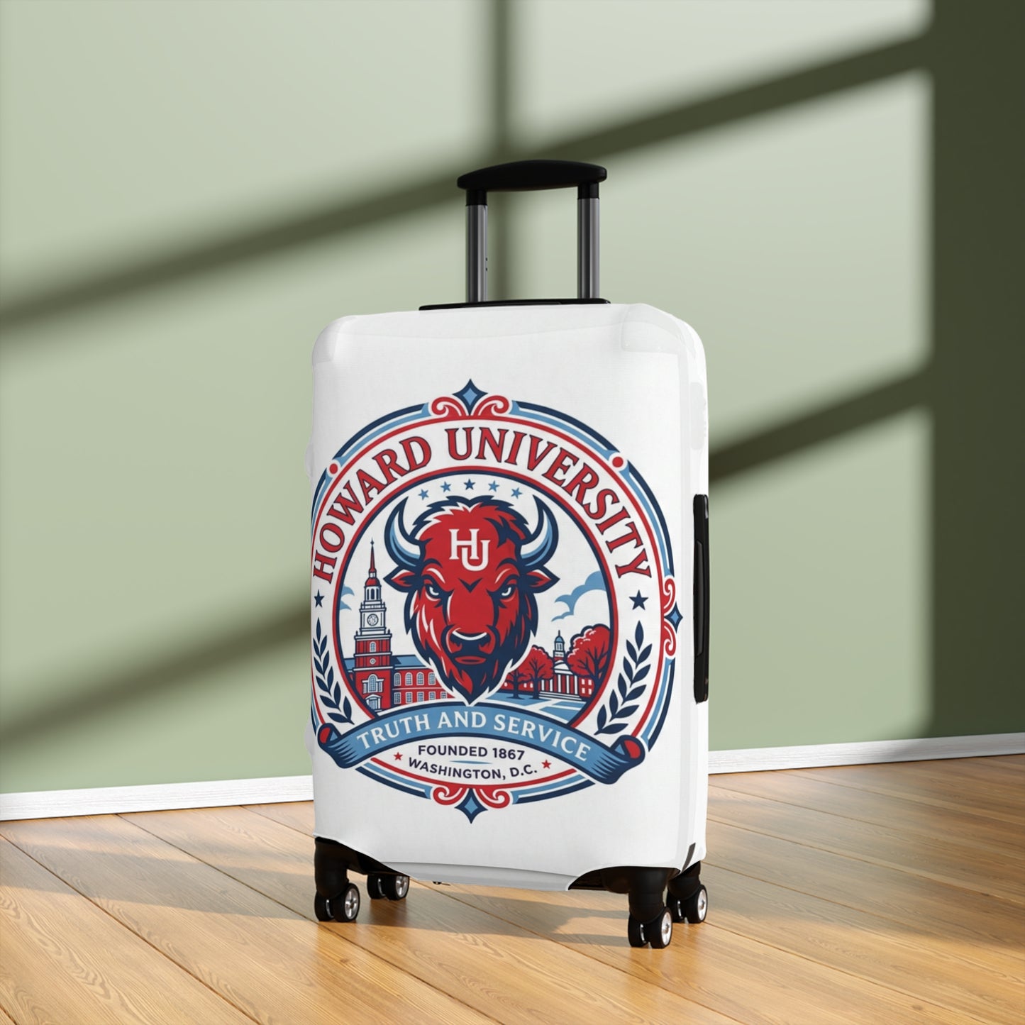 Howard University Bison Mascot Luggage Cover  2— College Travel Gear