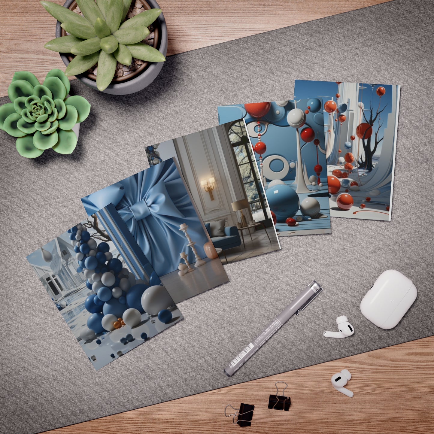Euphoric Elegance: Vibrant Holiday Greeting Card Set (5-Pack)
