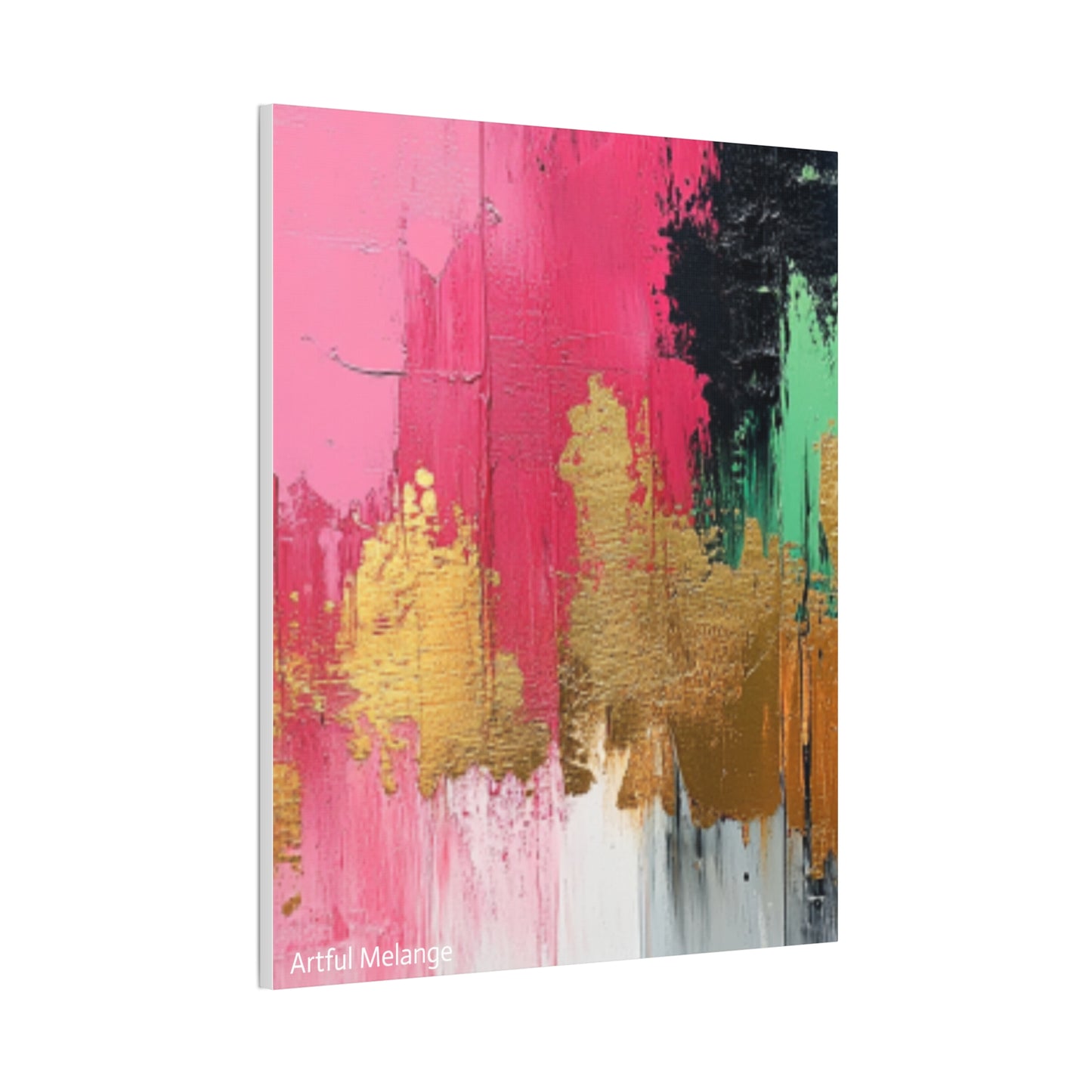 Acrylic Abstract Canvas Print - Homage to the Divine Nine/Pink Green Black and Gold 1