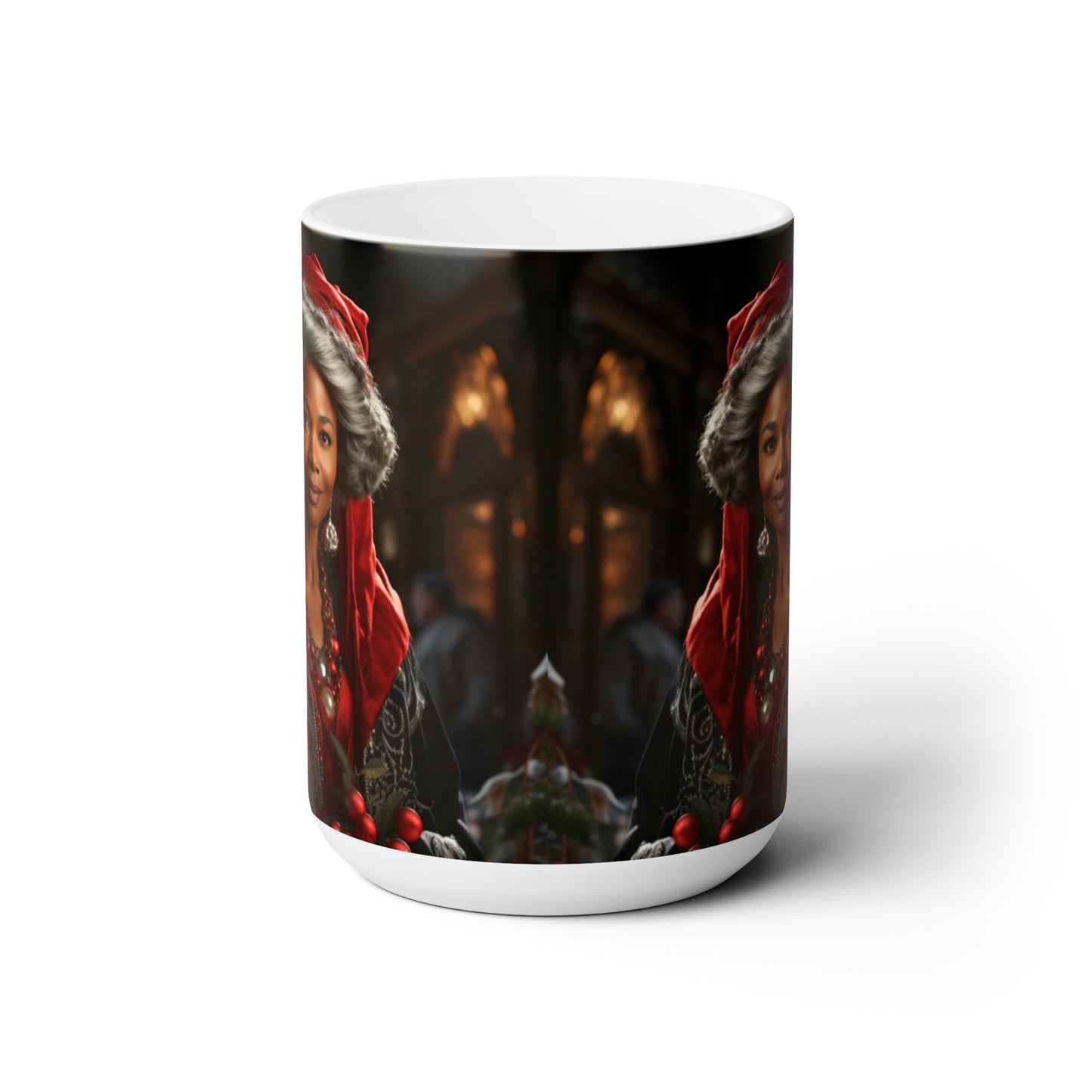 Queen Claus   White Ceramic Holiday Mug 15oz