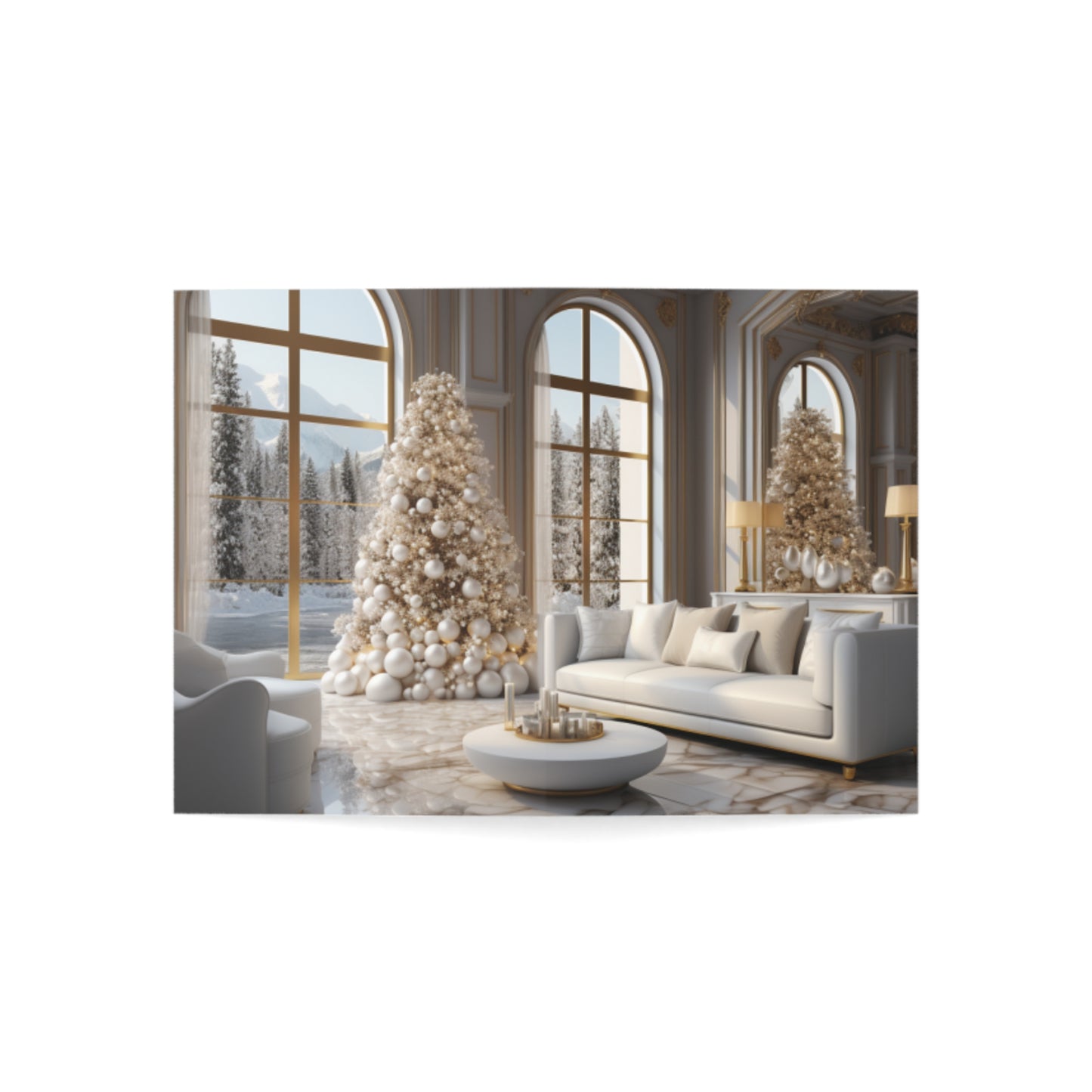 Elegance in Gold & White Christmas Notecards (1, 10, 30, and 50pcs)
