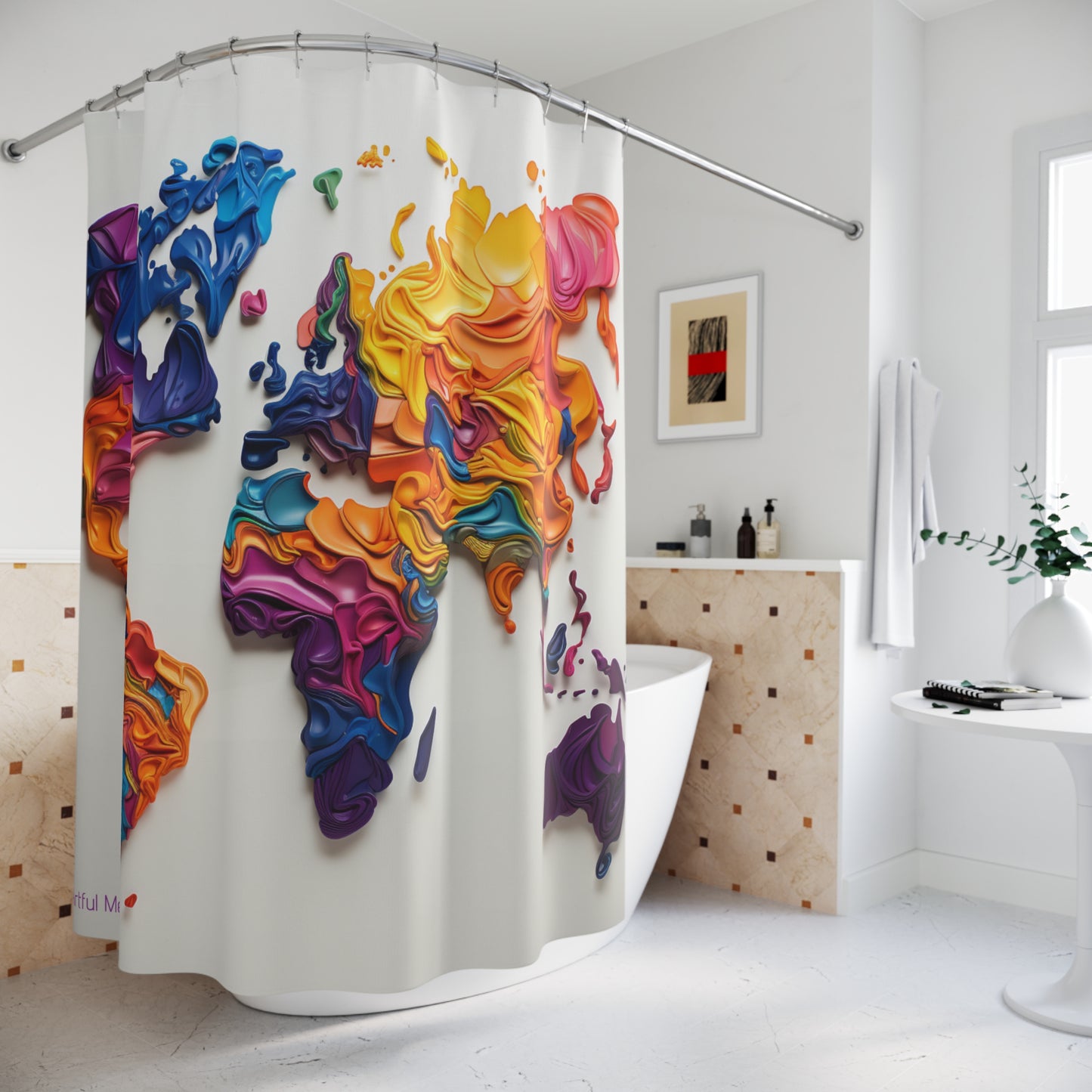 Canvas Cascade: Abstract Acrylic Art Shower Curtain Collection 265
