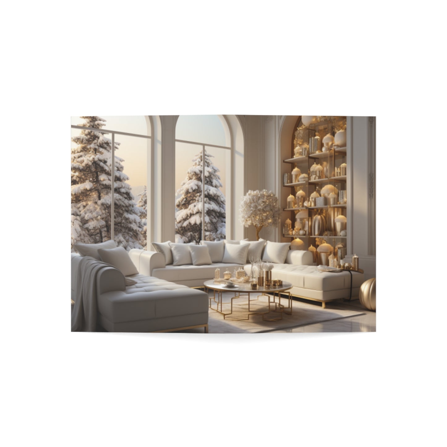 Elegance in Gold & White Christmas Notecards (1, 10, 30, and 50pcs)