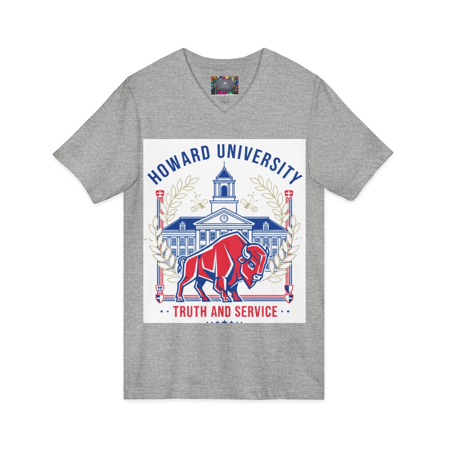 Howard University/ Truth and Service Unisex V-Neck T-Shirt 4