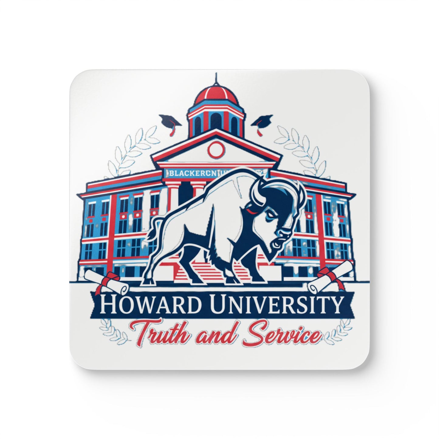 Howard University Coaster Set 3 – HU Pride Campus & Bison Design