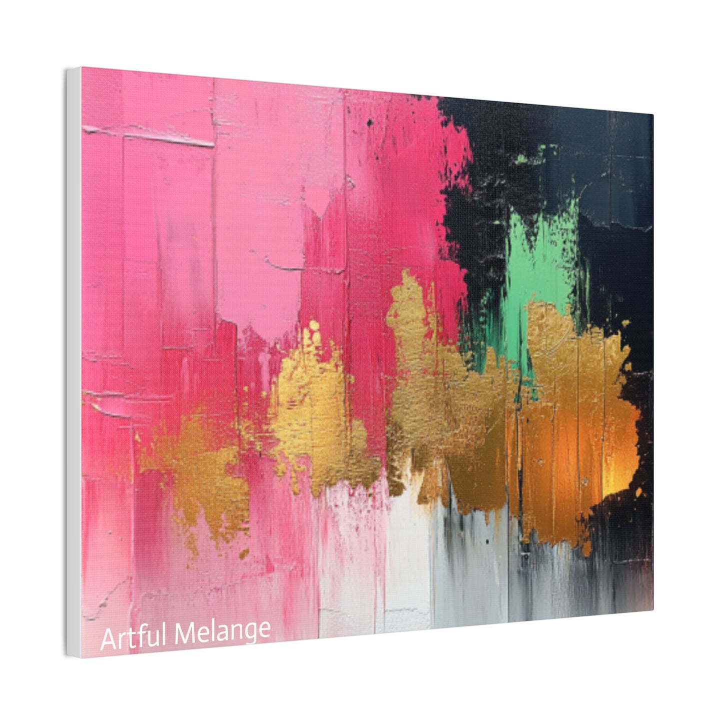 Acrylic Abstract Canvas Print - Homage to the Divine Nine/Pink Green Black and Gold 1