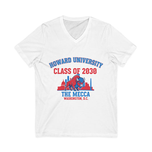 Howard University Class of 2030 Unisex V-Neck T-Shirt | The Mecca Incoming Class Tee