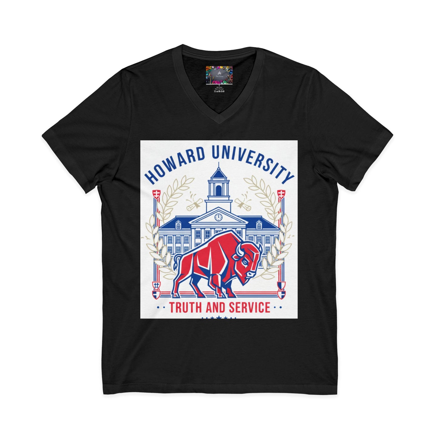 Howard University/ Truth and Service Unisex V-Neck T-Shirt 4