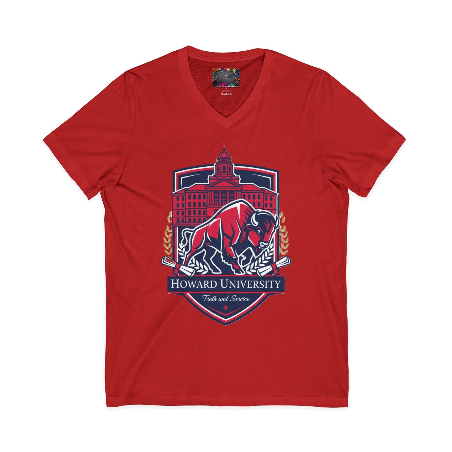 Howard University/ Truth and Service Unisex V-Neck T-Shirt 5