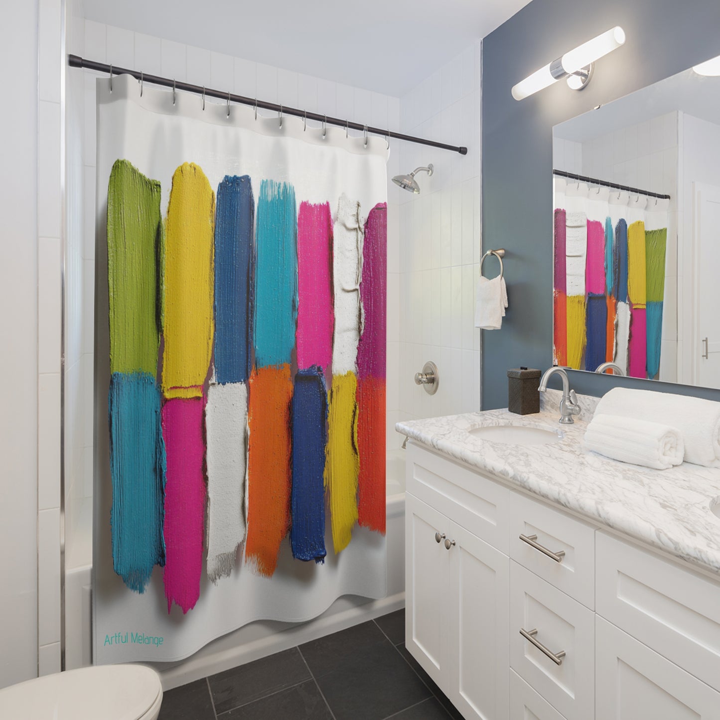 Canvas Cascade: Abstract Acrylic Art Shower Curtain Collection 261
