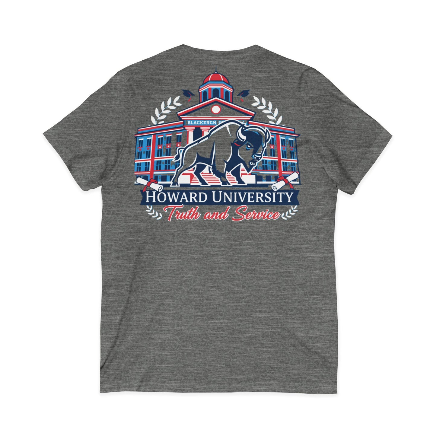 Howard University/ Truth and Service Unisex V-Neck T-Shirt 8