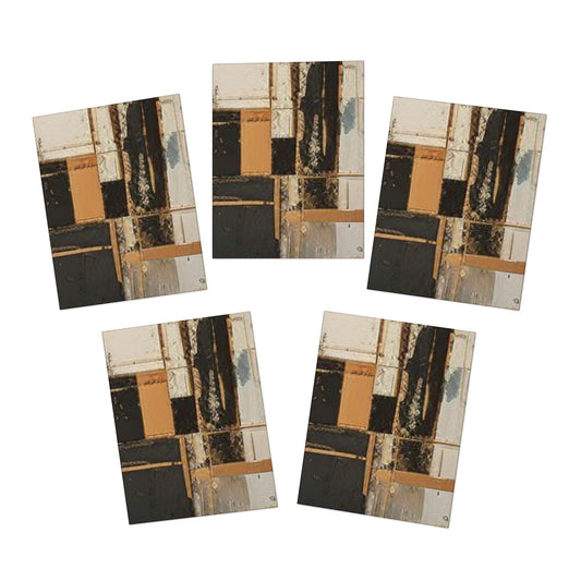 Elegance in Ink: Gold & Black Abstract Art Note Card Set(5-Pack)