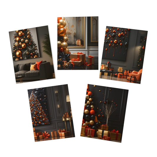 Euphoric Elegance: Vibrant Holiday Greeting Card Set (5-Pack)