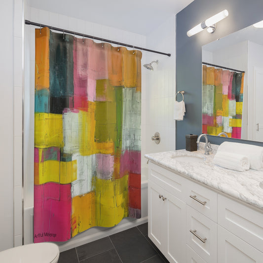 Canvas Cascade: Abstract Acrylic Art Shower Curtain Collection