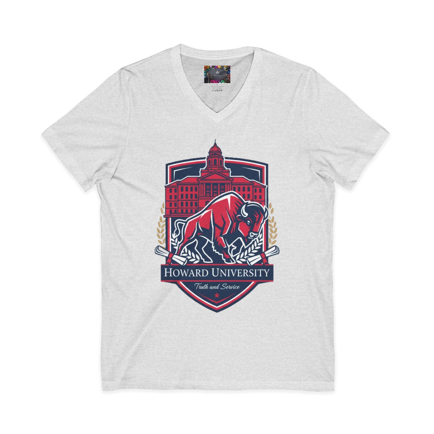 Howard University/ Truth and Service Unisex V-Neck T-Shirt 5