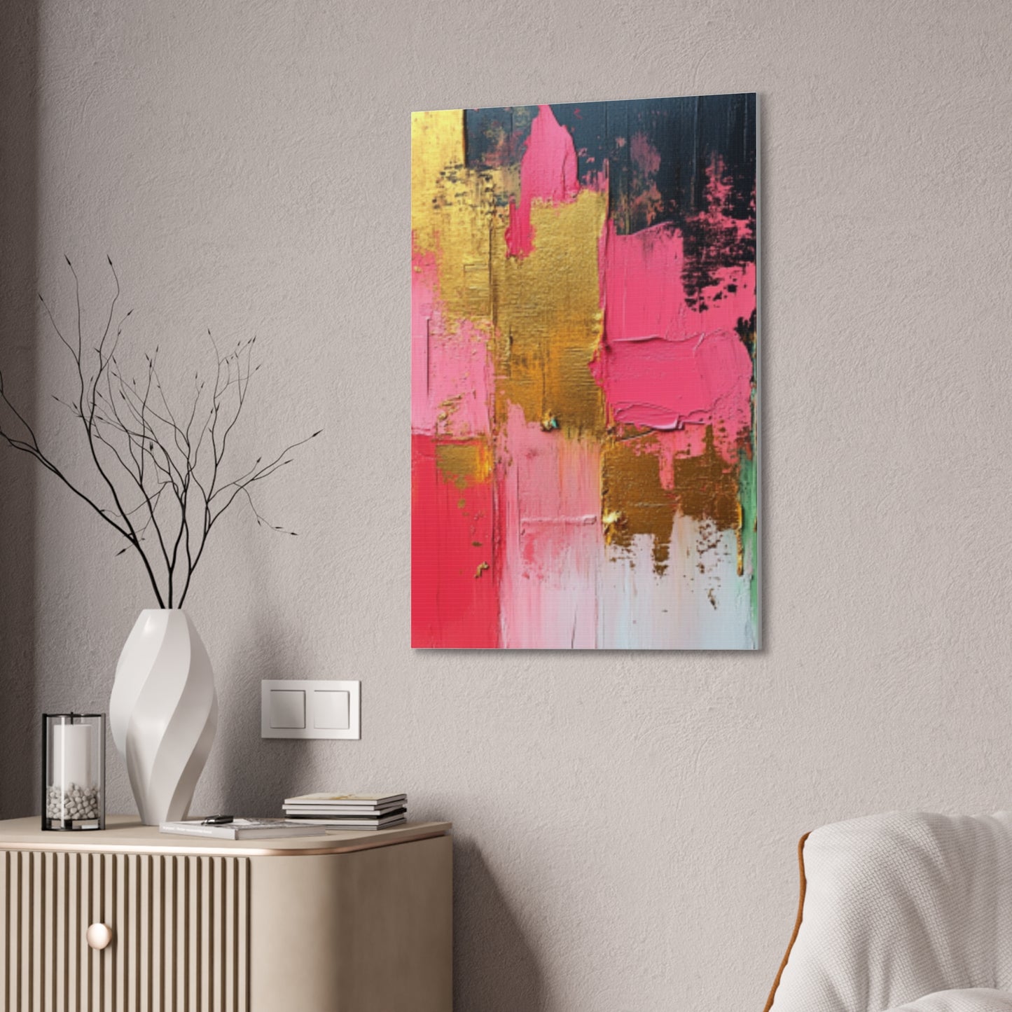 Acrylic Abstract Canvas Print - Homage to the Divine Nine/Pink Green Black and Gold 3